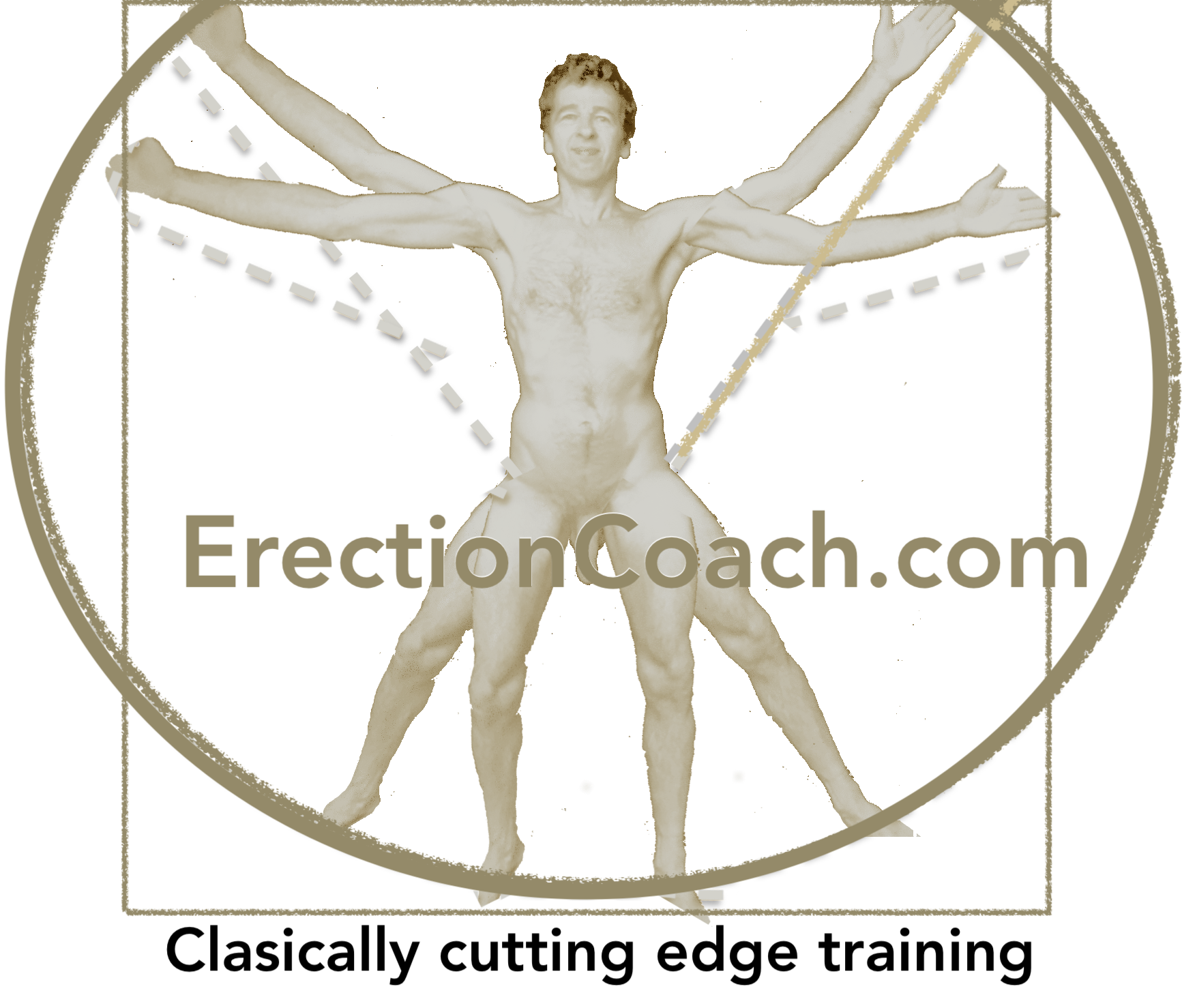 erectio coach naked in style of vitruvian man